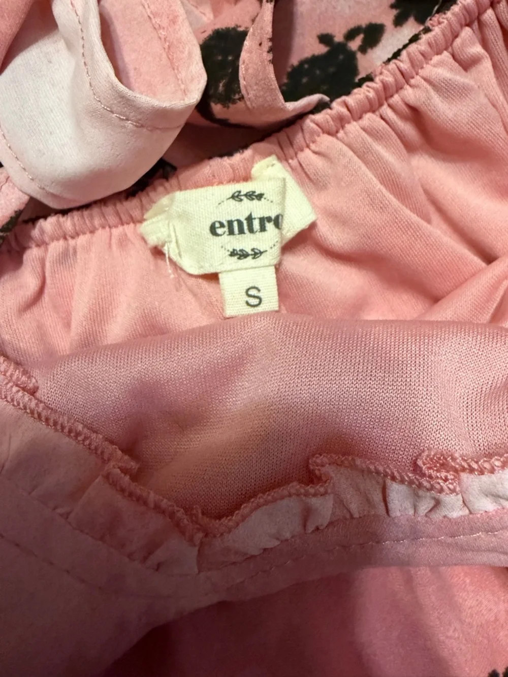 ENTRO Pink & Black Shibori Tie Dye Tiered Ruffle Mini Dress Small - Picture 4 of 5